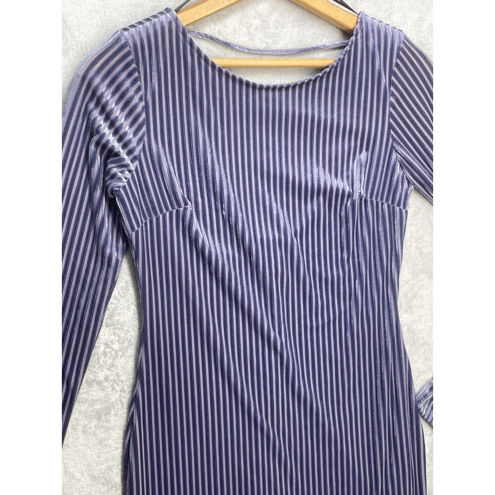 New Size S Women's Forever 21 Velvet Scoop Back Ribbed Party Dance Dress Purple - Picture 6 of 12